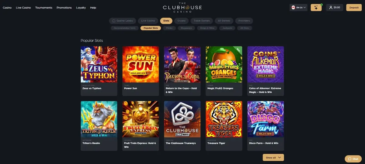 Clubhouse casino screenshot
