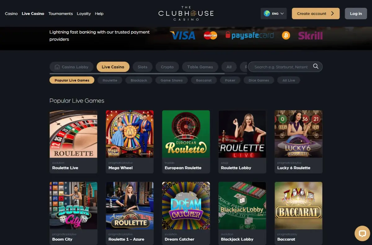 Clubhouse casino screenshot